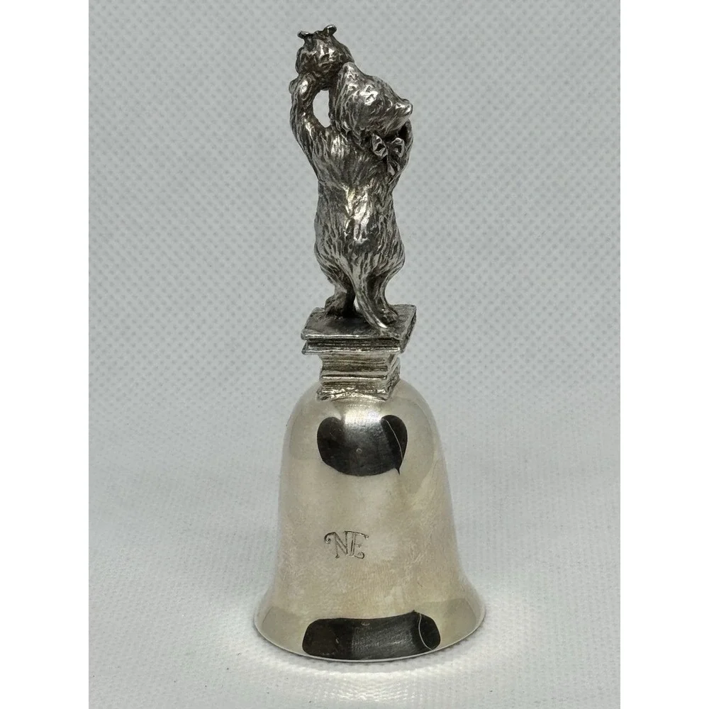 Beatrix Potter Mrs Ribby Cat Pewter Bell NE Collectors Society Silver Plate